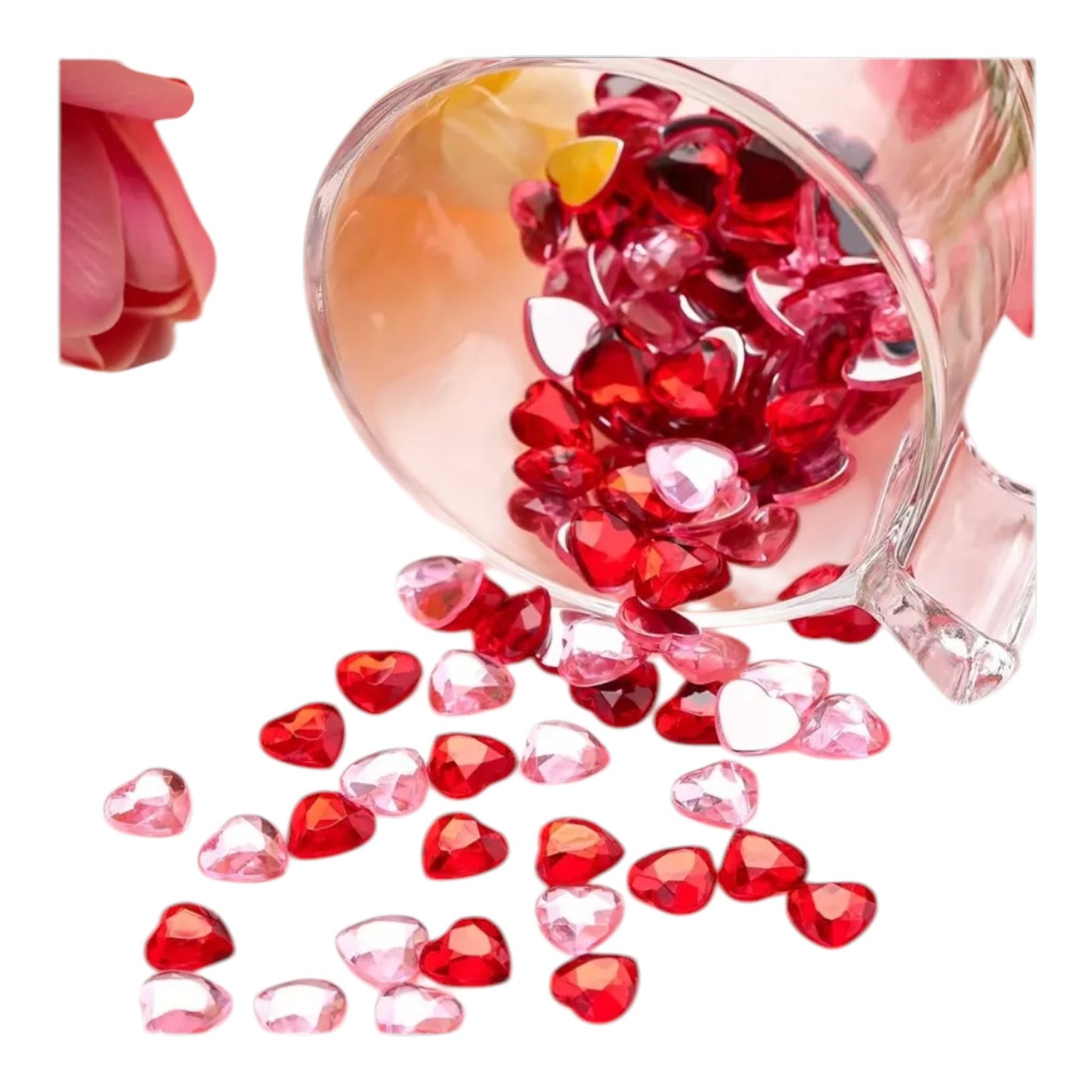 Mini Decoratie Hartjes – 20 Stuks Rood & Roze Acryl