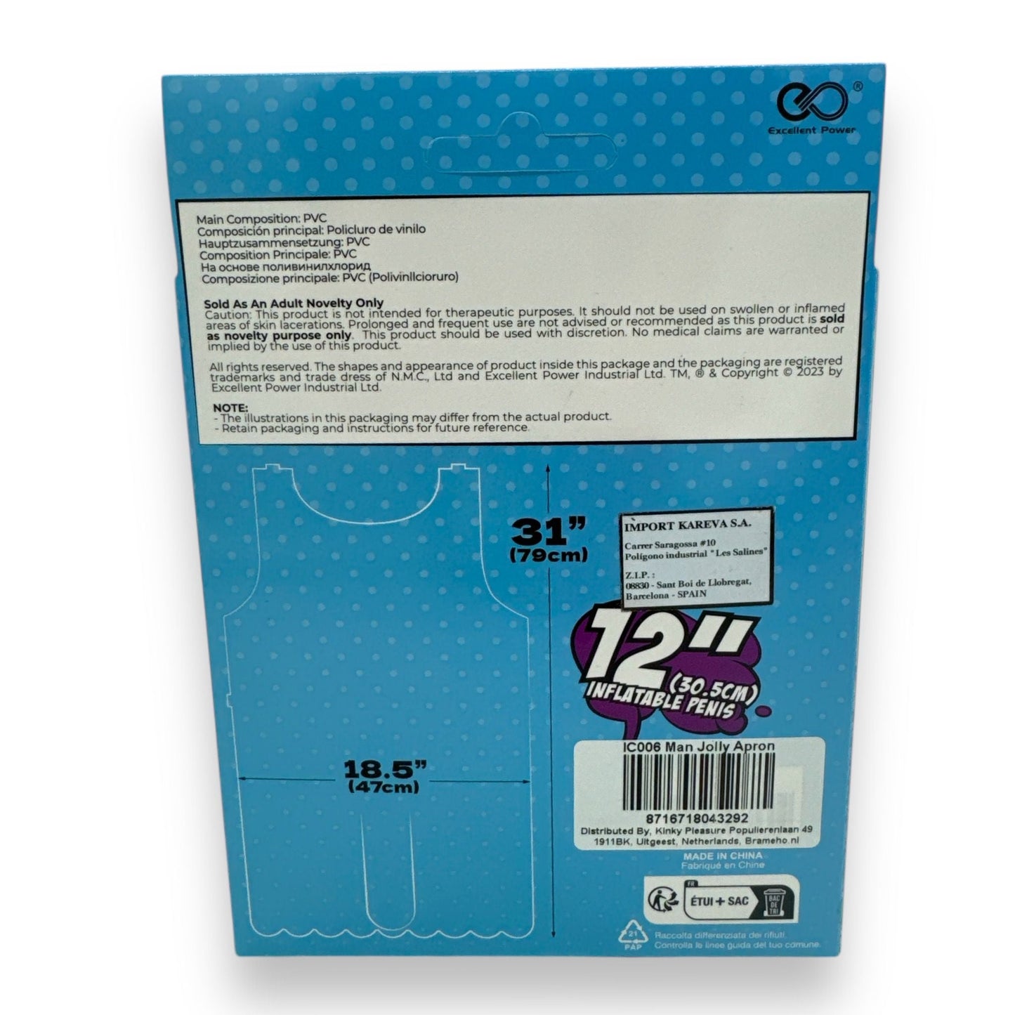 Opblaasbaar Penis Schort - 12 Inch - Grappig Feestaccessoire