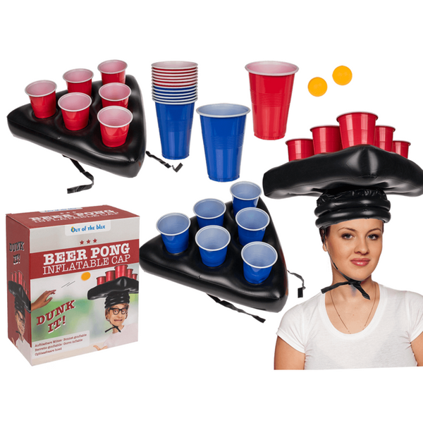 Bierpong Hoeden Opblaasbaar met 12 Bekers - set van 2