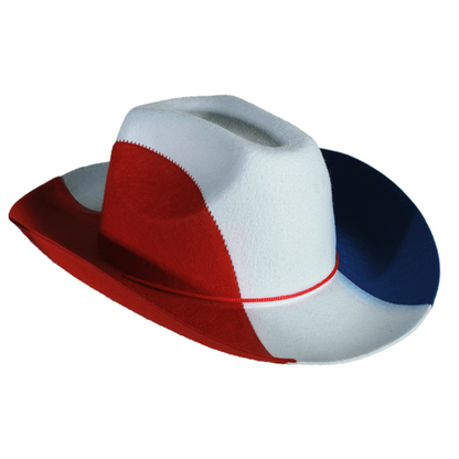 Cowboyhoed met koord - Franse vlag - Gemaakt van vilt - Eén maat - Met hanger