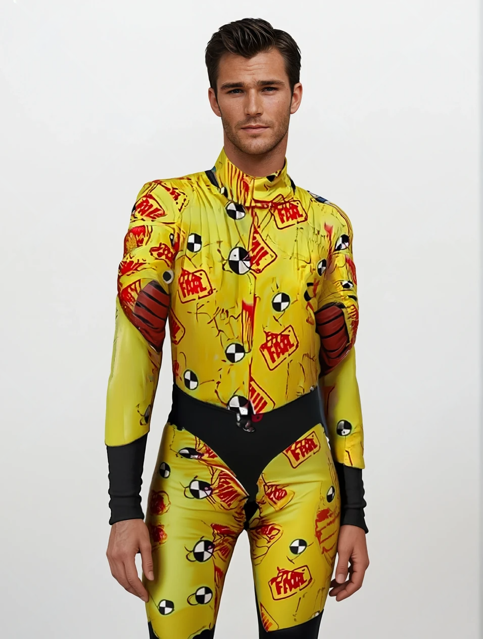 Crashed Test Dummy Kostuum – Maat S, M, L – Verkleedpak met Muts