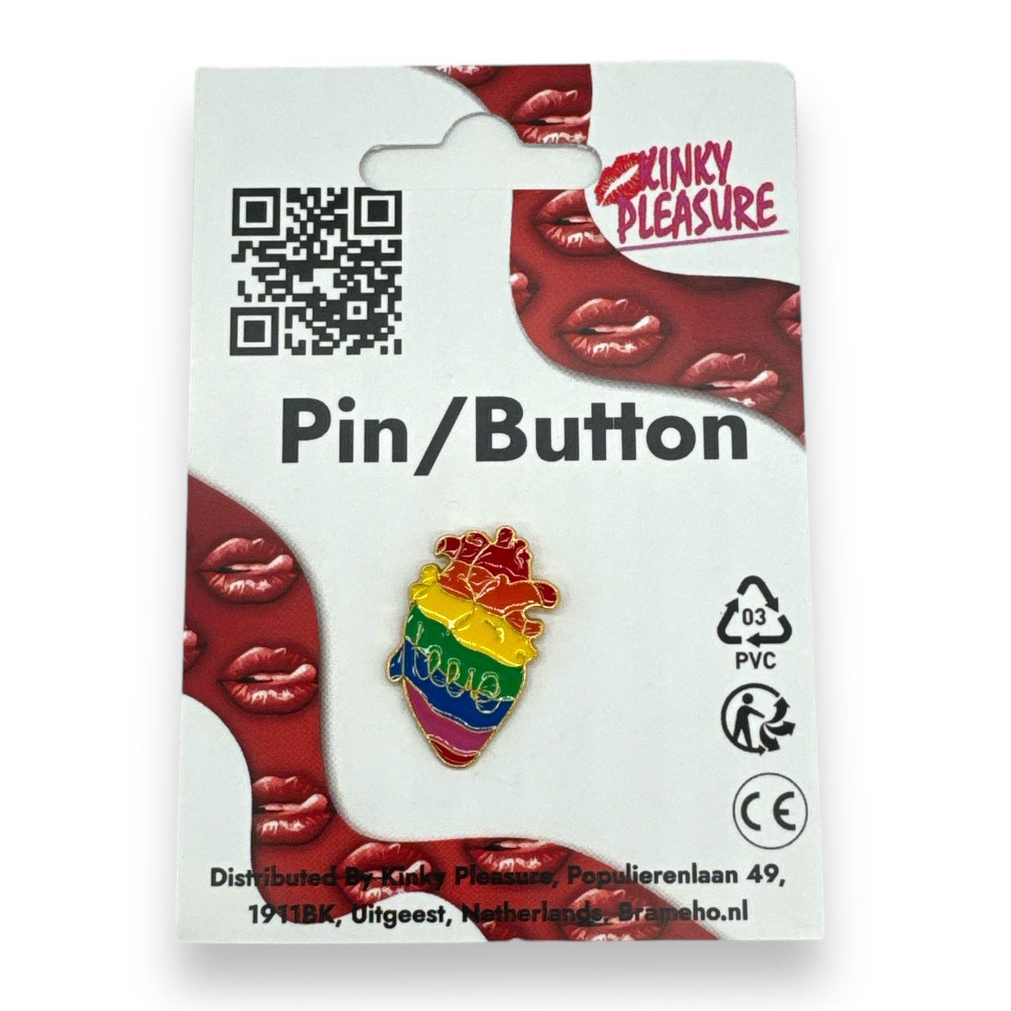 Regenboog Hart Pin – Anatomisch Ontwerp met "Love"-Detail