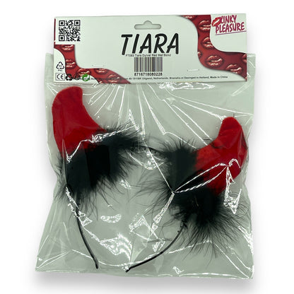 Tiara Duivelshoorntjes Rood - Opvallende Accessoire voor Themafeest, Carnaval en Halloween