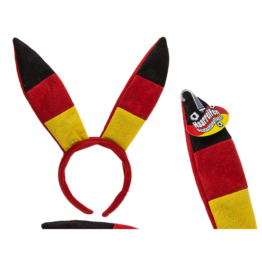 Pluche Konijnen hoofdband/Tiara - Duitse vlag - Perfect voor Koningsdag en andere feestelijke gelegenheden