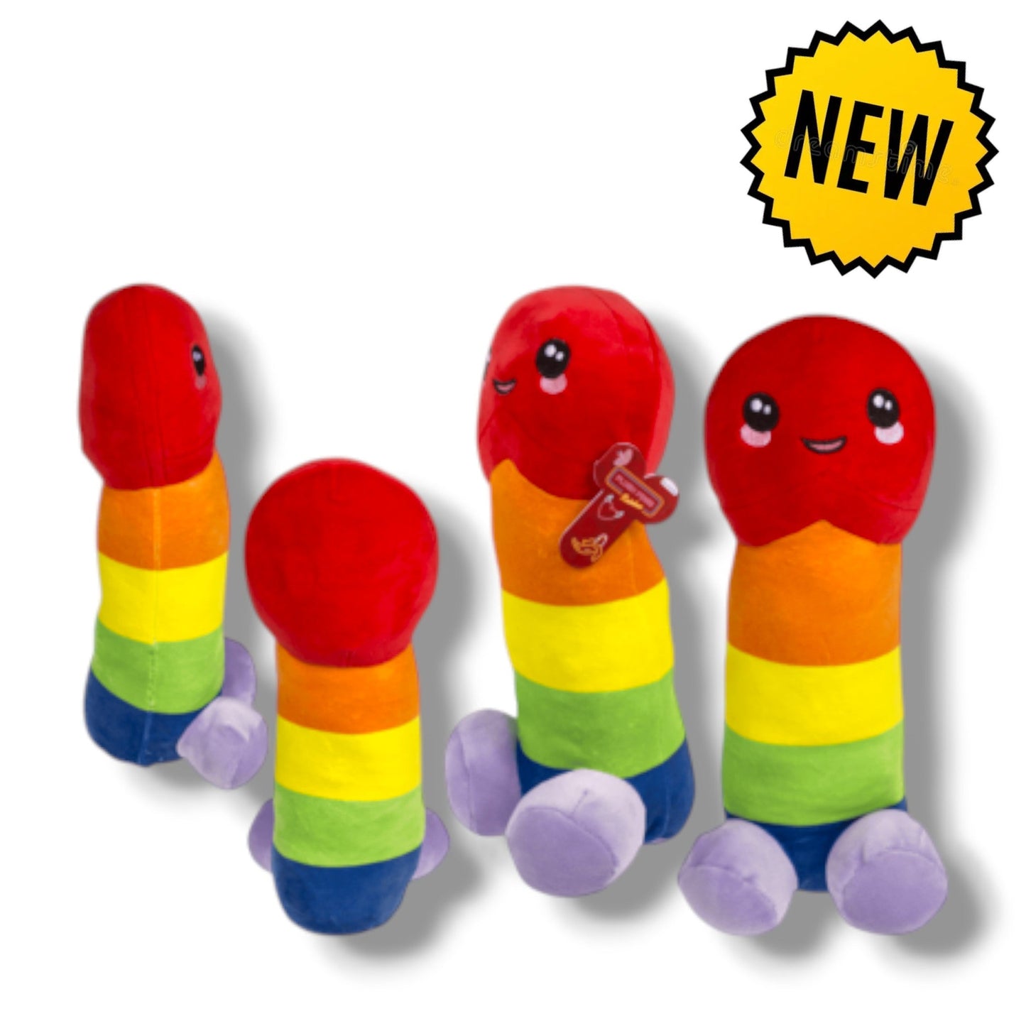 Regenboog Penis Knuffel – Grote Pluche Piemel – Pride Cadeau