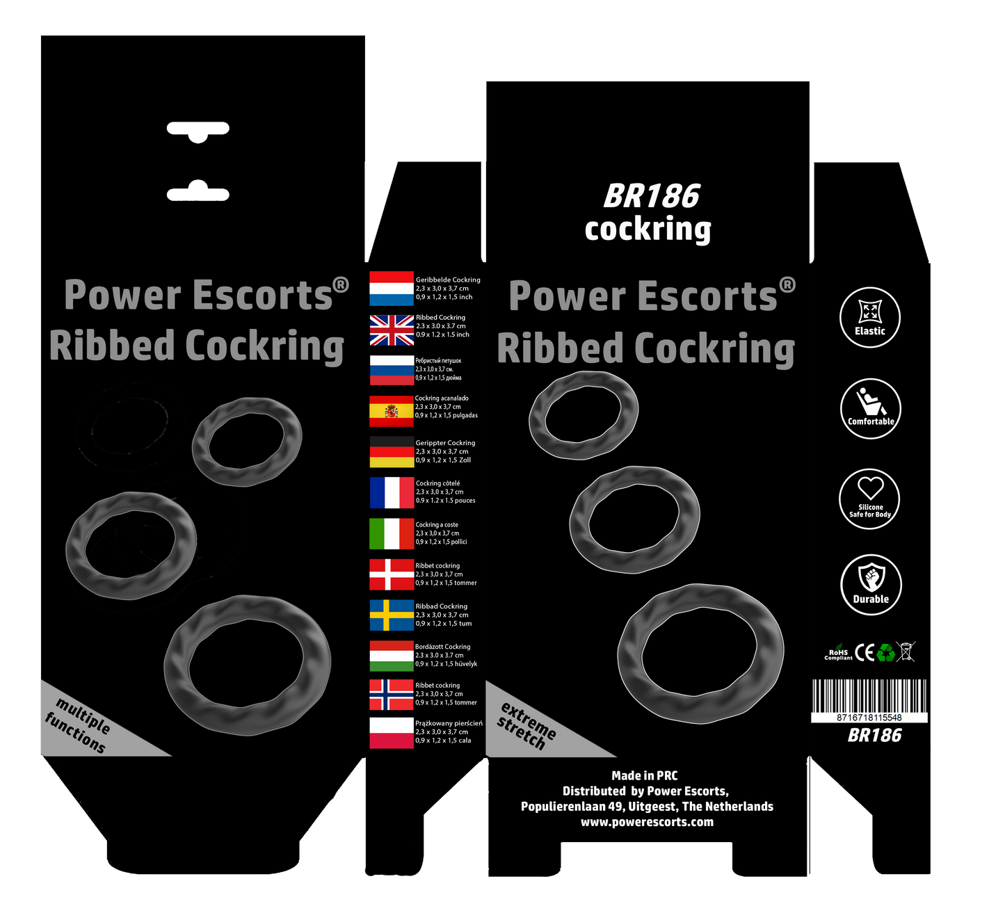 Ribbed Cockring 3-Pack – Elastisch & Stimulatieverhogend