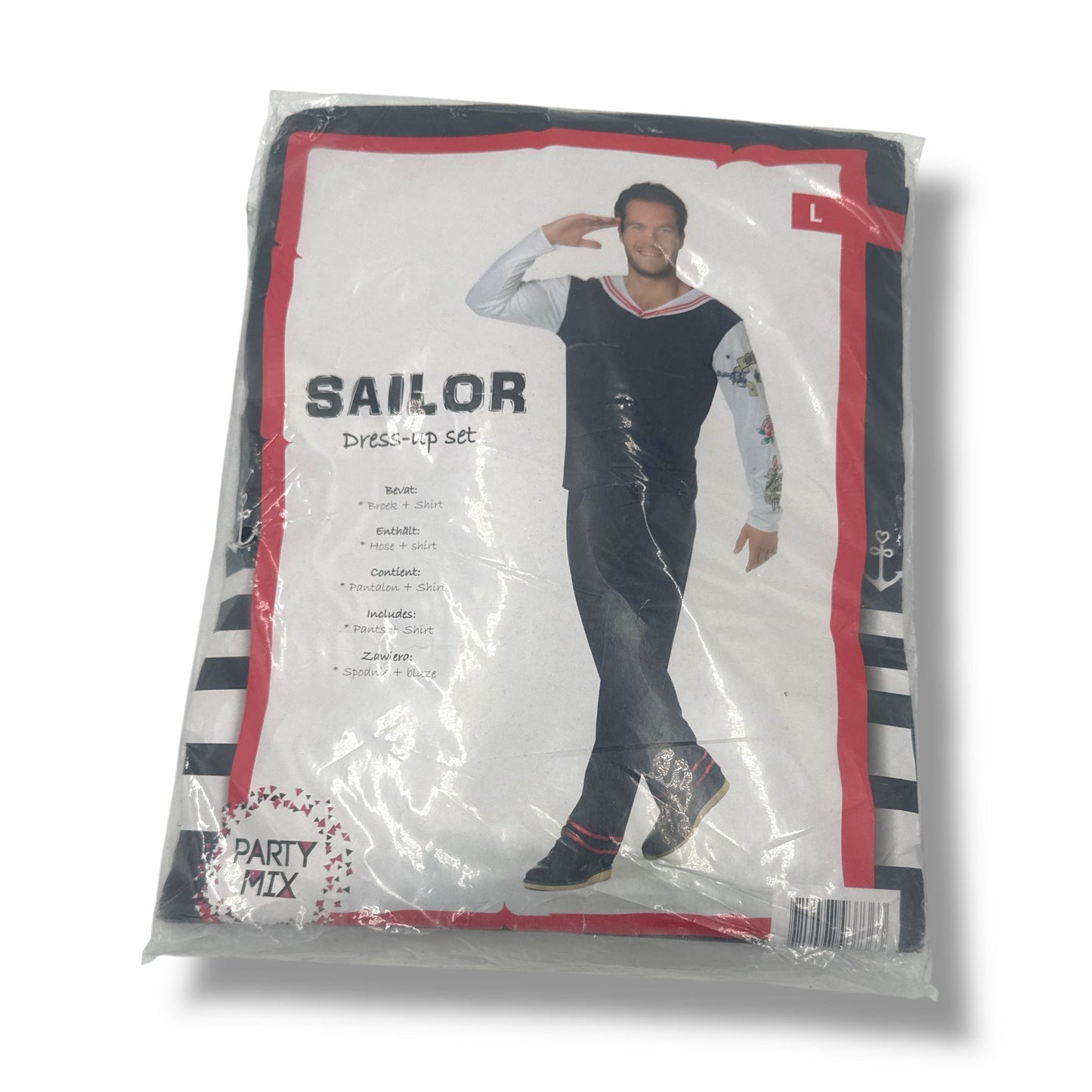 Matroos Kostuum – Marine Verkleedpak Maat M, L, XL – Blauw met Witte Details
