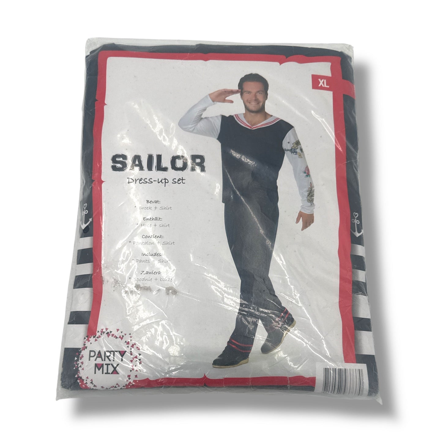Matroos Kostuum – Marine Verkleedpak Maat M, L, XL – Blauw met Witte Details
