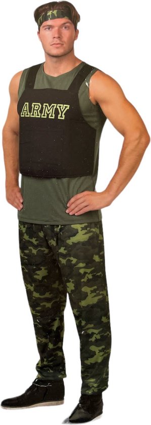 Soldaat Verkleed Kostuum Heren – Army Top met Camouflage Broek – Maat M L XL