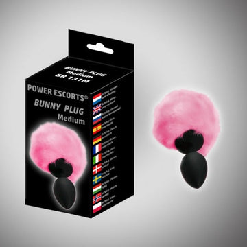Bunny Plug Medium Zwart met Roze Staart 8 x 3,5 cm