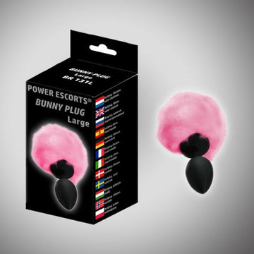 Bunny Plug Large 9,3 x 4,1 cm - Zwart met Roze Staart