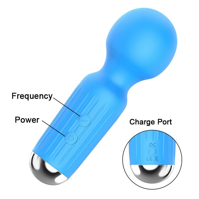 Bossoftoys - 22-00041 - Mini Massager vibrator - 20 Functions - Silicone - 11 cm - dia 3.7 cm - Rechargeable - attractive Color windowbox - Blue