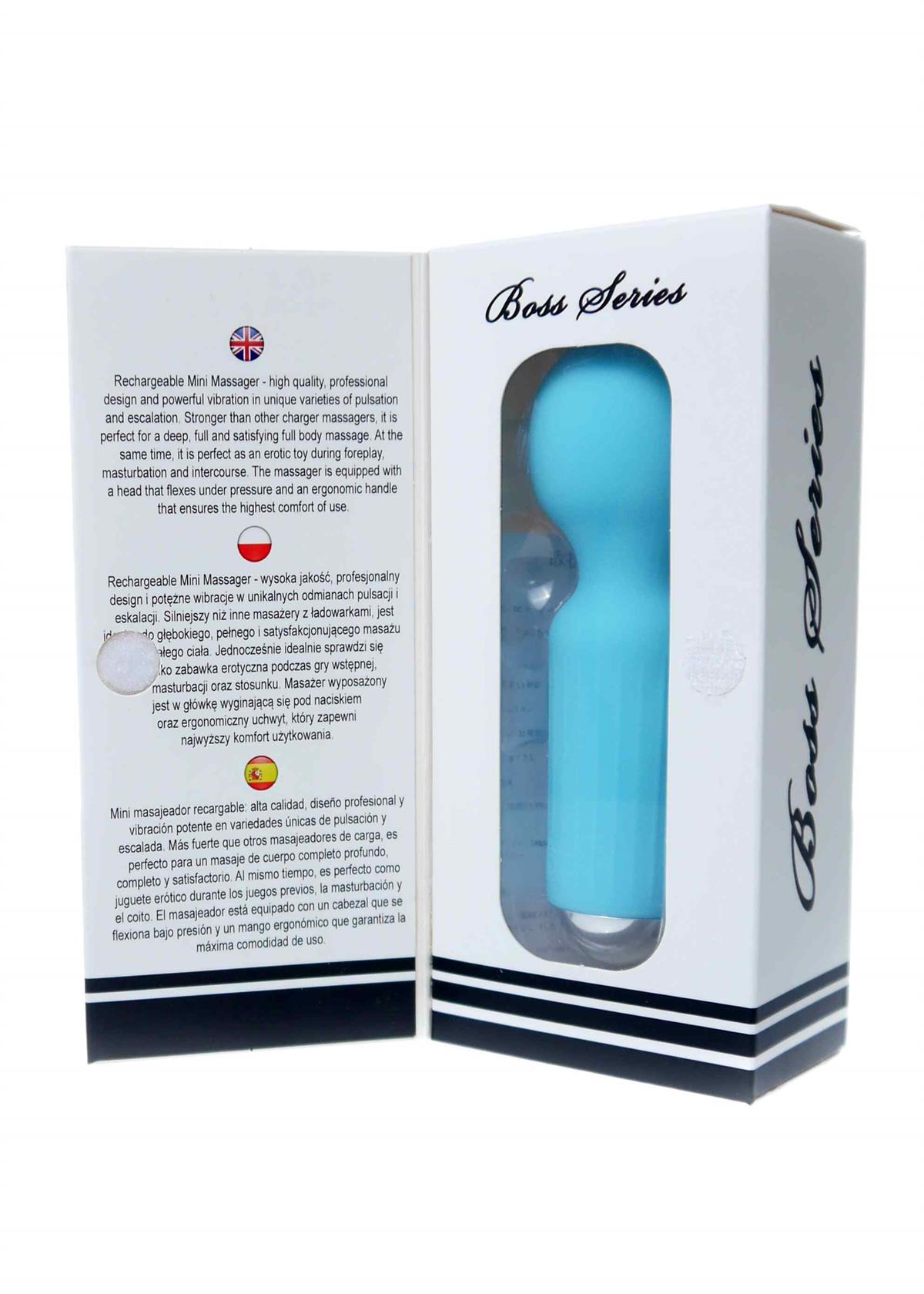 Bossoftoys - 22-00041 - Mini Massager vibrator - 20 Functions - Silicone - 11 cm - dia 3.7 cm - Rechargeable - attractive Color windowbox - Blue