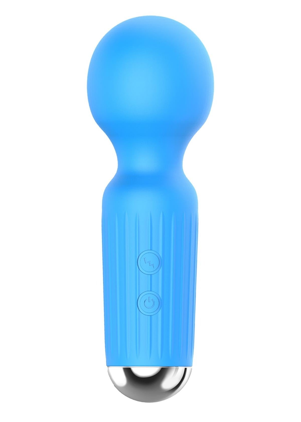 Bossoftoys - 22-00041 - Mini Massager vibrator - 20 Functions - Silicone - 11 cm - dia 3.7 cm - Rechargeable - attractive Color windowbox - Blue