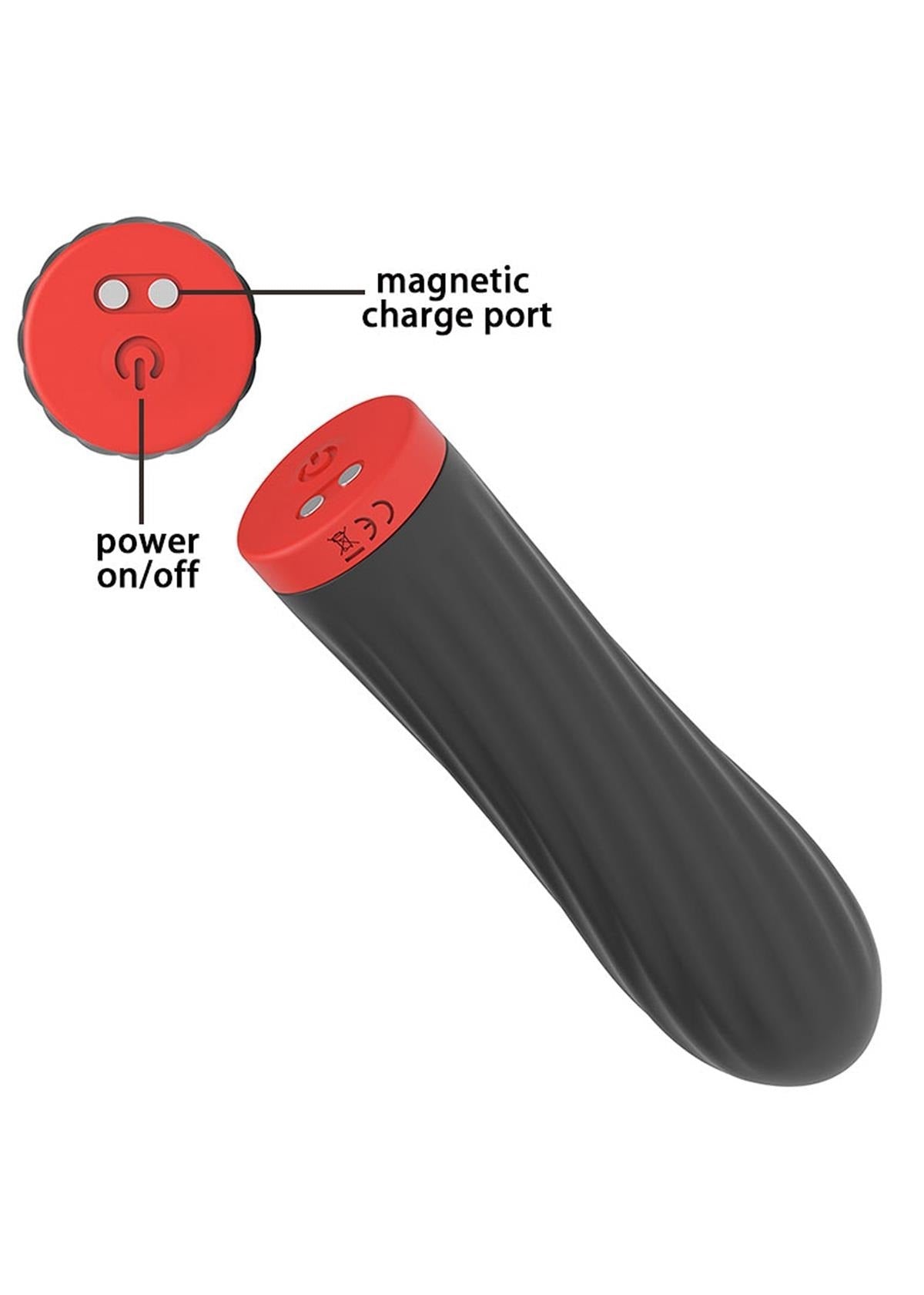 Bossoftoys - 22-00044 - Silicone touch vibrator - 10 Functions - Silicone - 8.5 cm - dia 2.5 cm - Rechargeable - attractive Color windowbox - Black
