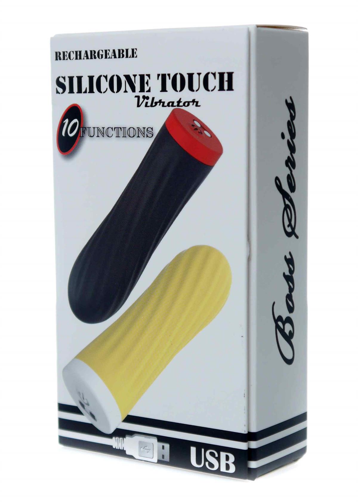 Bossoftoys - 22-00044 - Silicone touch vibrator - 10 Functions - Silicone - 8.5 cm - dia 2.5 cm - Rechargeable - attractive Color windowbox - Black