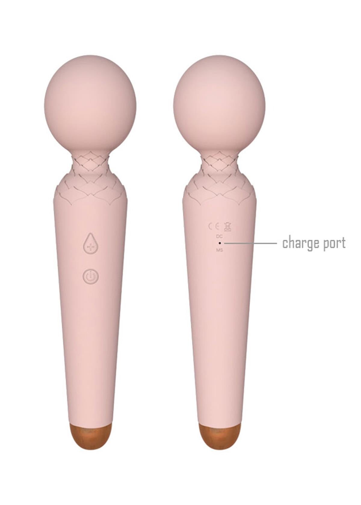 Bossoftoys - 22-00052 - Power wand Massager vibrator - 10 Functions - Silicone - 19.5 cm - dia 4 cm - Rechargeable - attractive Color windowbox - Flesh