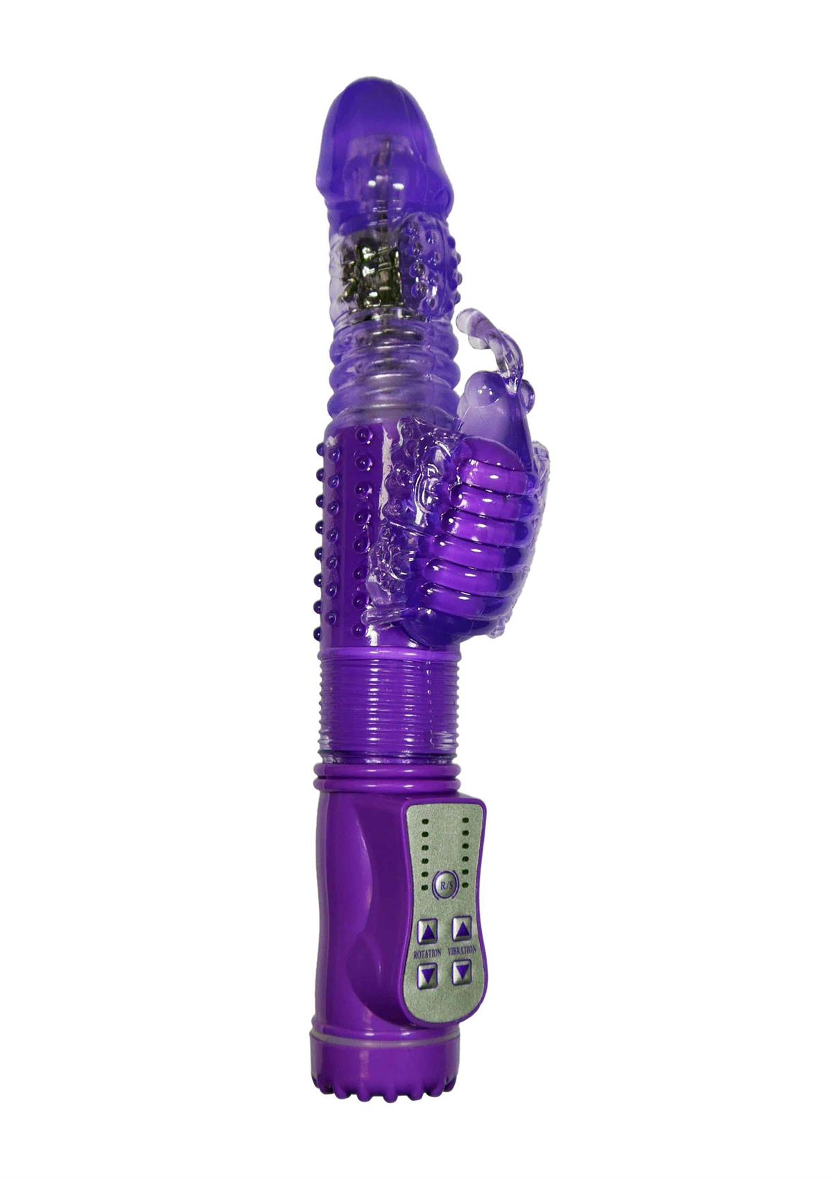 Bossoftoys Draaiende & Op & Neer Konijn - 36 Functies - Groot formaat 24,5 cm - Paars - Tarzan - 26-00103