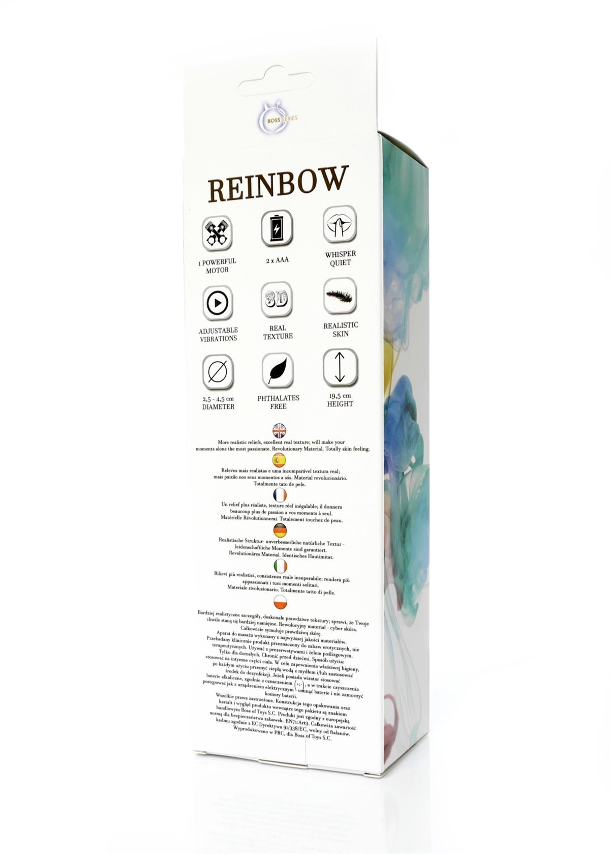 Bossoftoys - Rainbow 12 Function Realistic vibrator - Cyber leather - Extra ordinary Flexible Material - Flesh - 18.5 cm - 44-00004