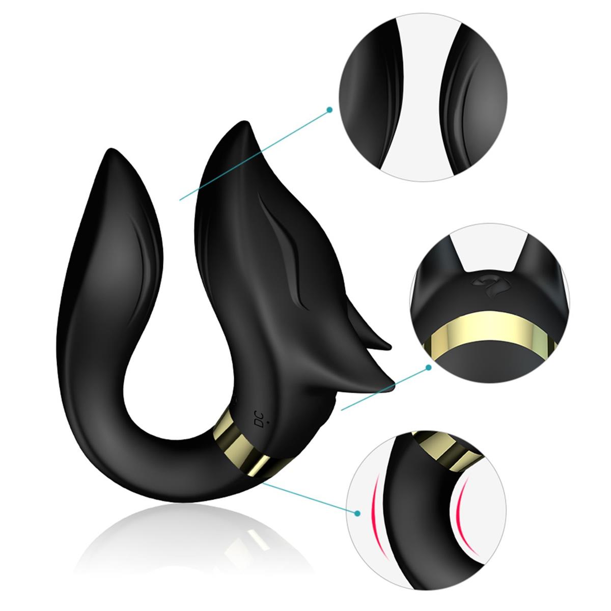 Fox Black - USB - 9 Vibratiestanden - Luxe Geschenkdoos - Zwart