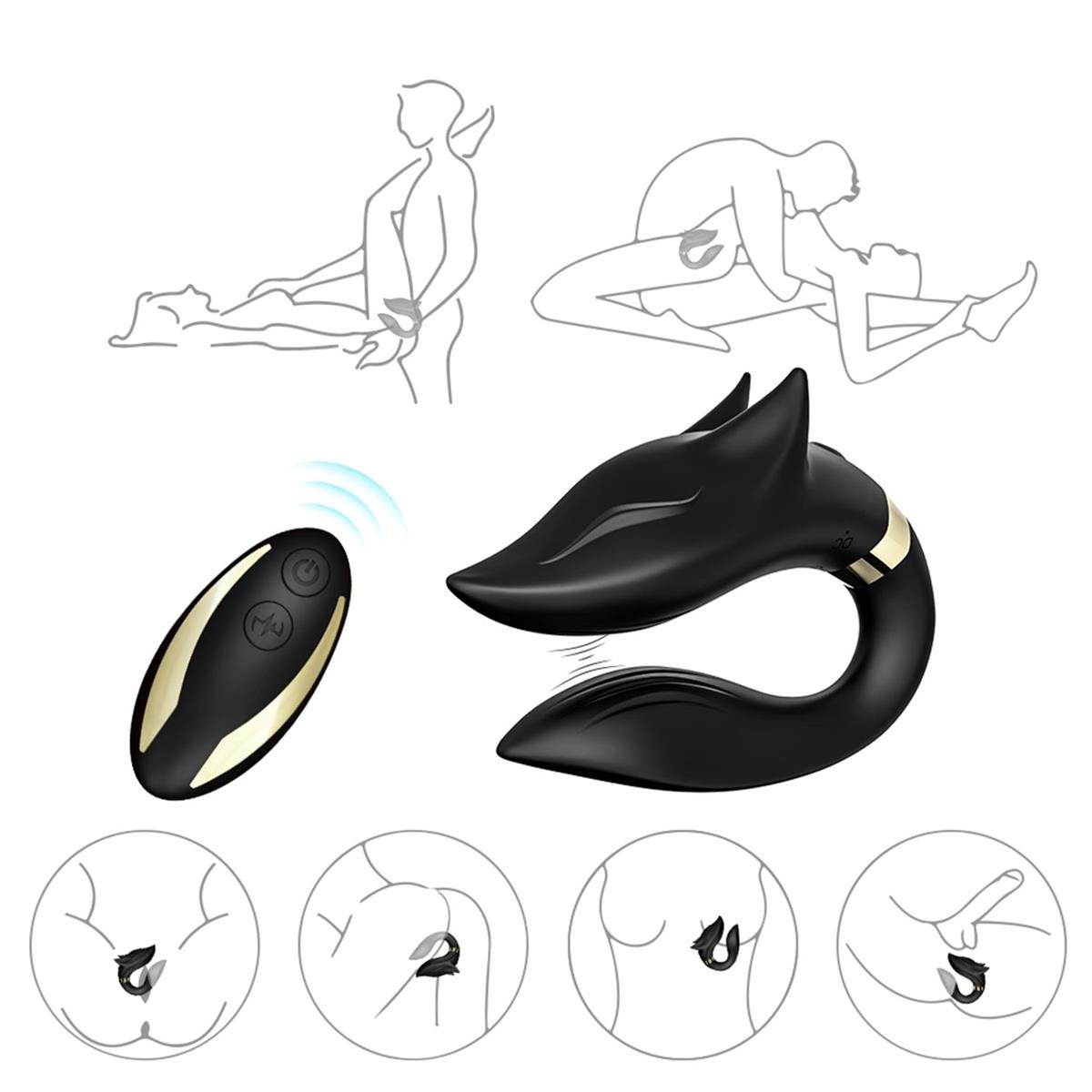 Fox Black - USB - 9 Vibratiestanden - Luxe Geschenkdoos - Zwart