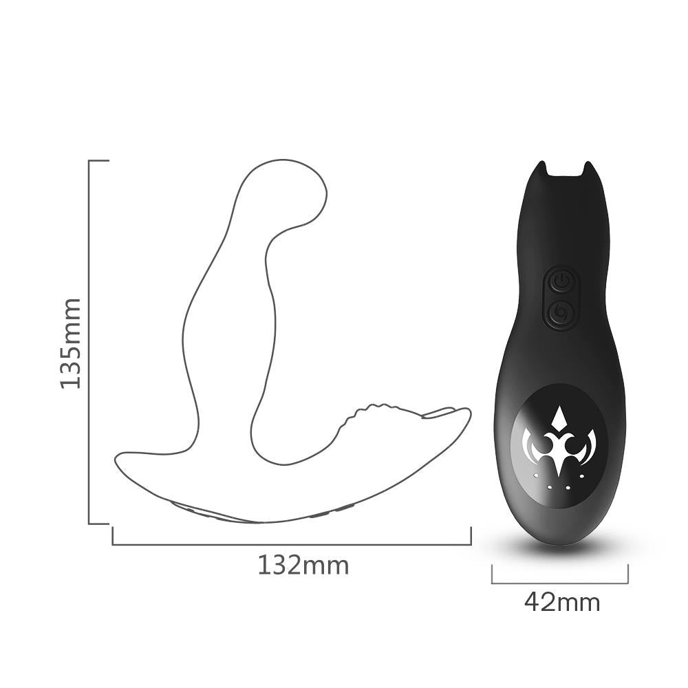 Bossoftoys - Bat king black - 52-00041 - Silicone Massager - Remote control - Prostate Massager - 7 vibration modes - 4 rotation functions - Black