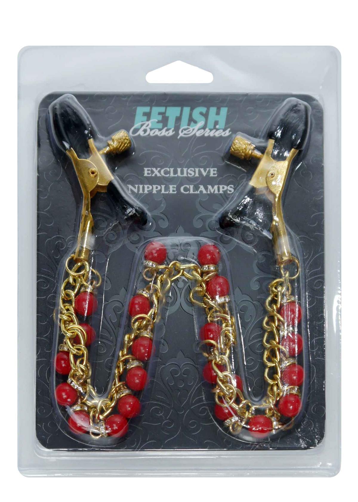 Bossoftoys - 61-00045 - Stimulator- Exclusive Nipple Clamps No. 15 - gold nipple chain clamps - Strong Blister
