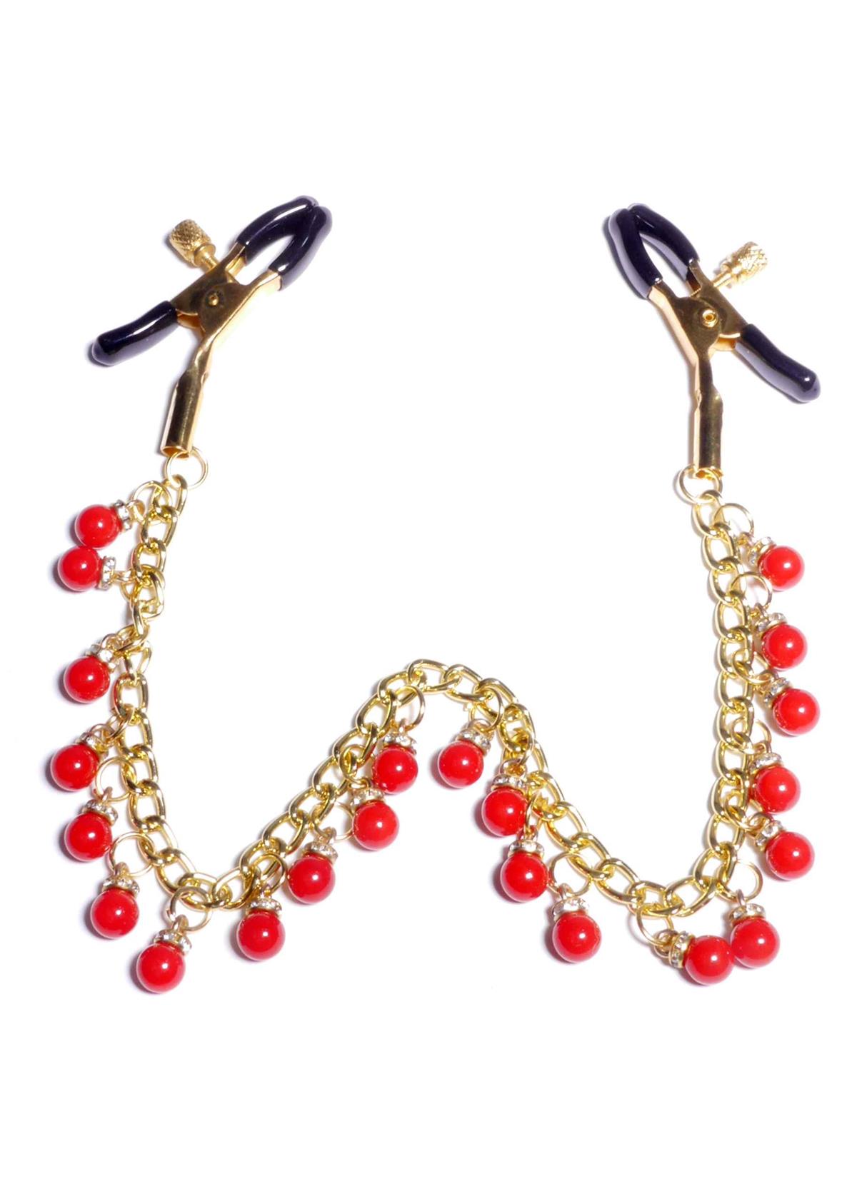 Bossoftoys - 61-00045 - Stimulator- Exclusive Nipple Clamps No. 15 - gold nipple chain clamps - Strong Blister
