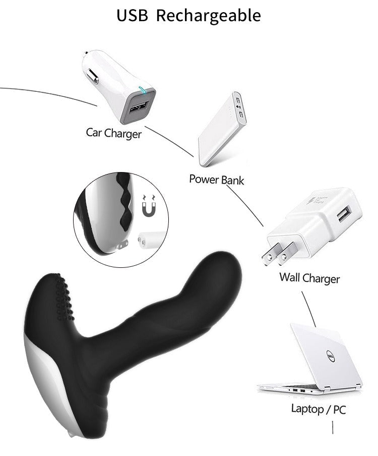 Boss of Toys - Vibrator - Silicone Massager - USB - 7 Functions - Pulsator - Heating - Black - 63-00040