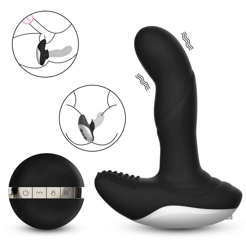 Boss of Toys - Vibrator - Silicone Massager - USB - 7 Functions - Pulsator - Heating - Black - 63-00040