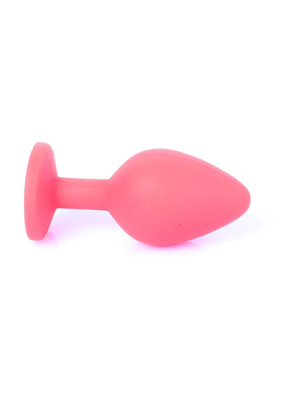 Bossoftoys - 64-00084 - Red Silicone Anal Plug - anal plug with blue stone - Medium size - length 7 cm - dia 2.7 cm - color window box