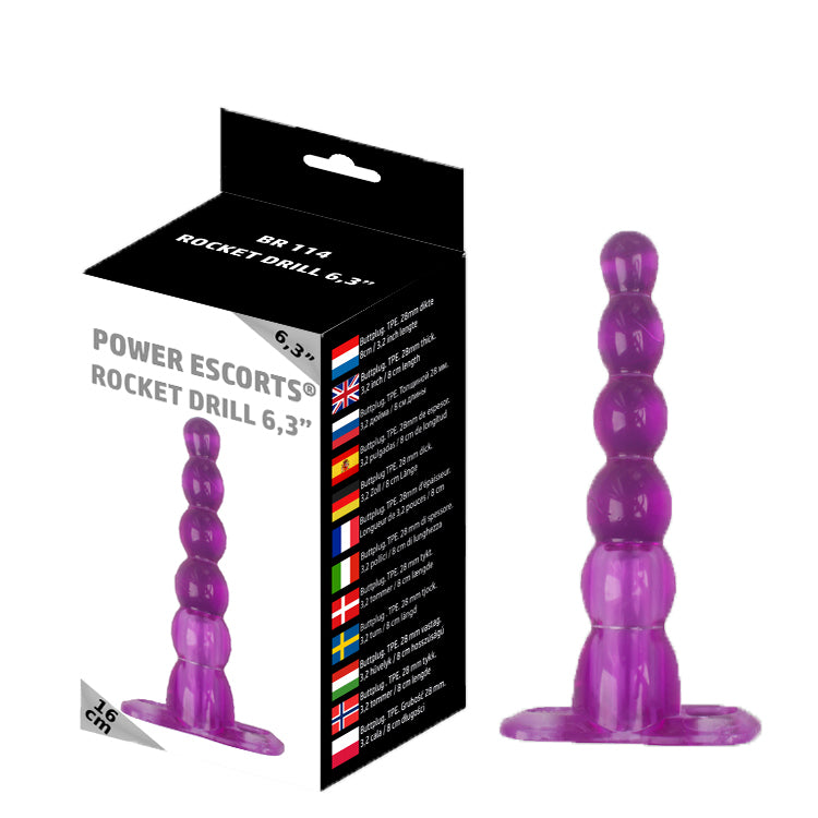 Power Escorts - BR114 - Rocket Drill 6.3'' - Anal Plug - 16 CM - Purple