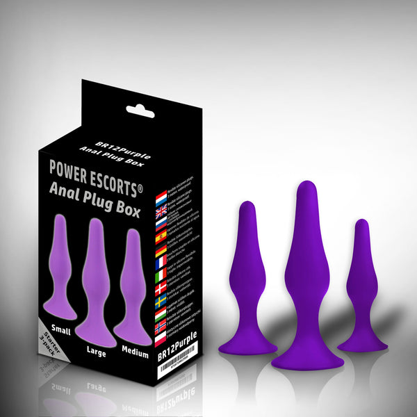 Analplug-Set Silikon Lila 3 Stück - Saugnapf