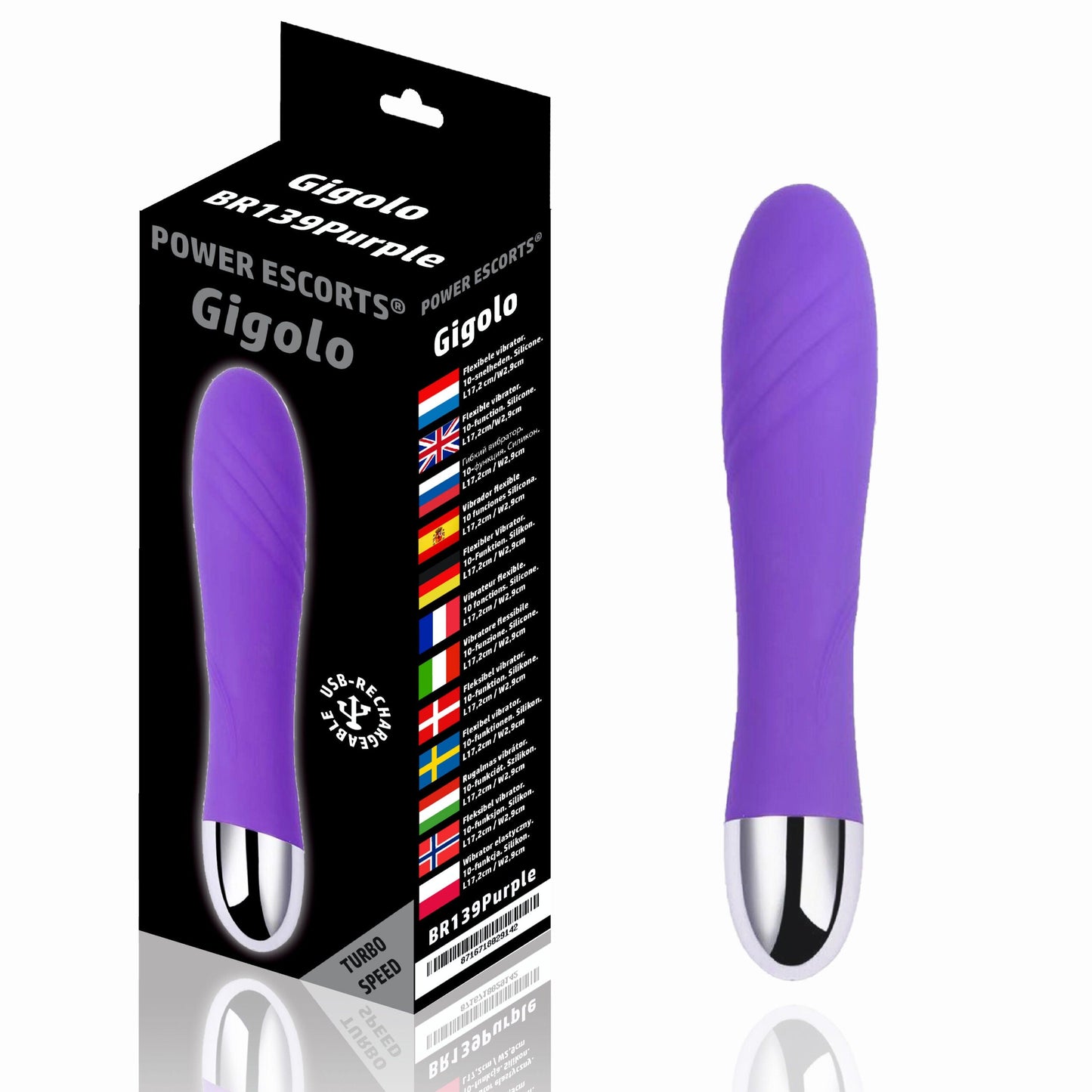 Power Escorts Gigolo G Spot Vibrator - Purple - Rechargeable - BR139