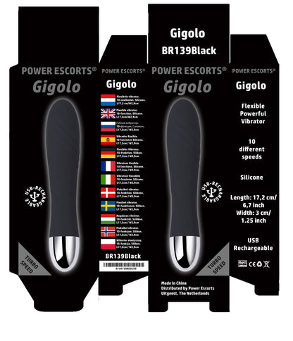 Power Escorts Gigolo G Spot Vibrator - Black - Rechargeable - BR139