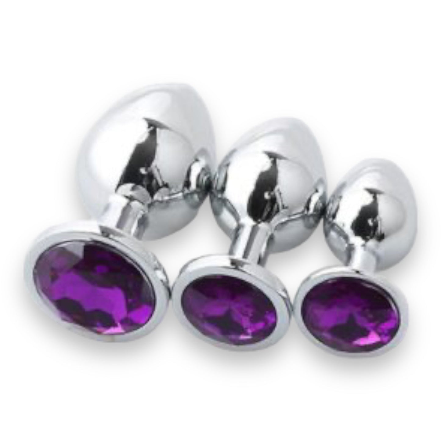 Metalen Butt Plug Set van 3 Pluggen in 3 maten en in  6 verschillende kleuren