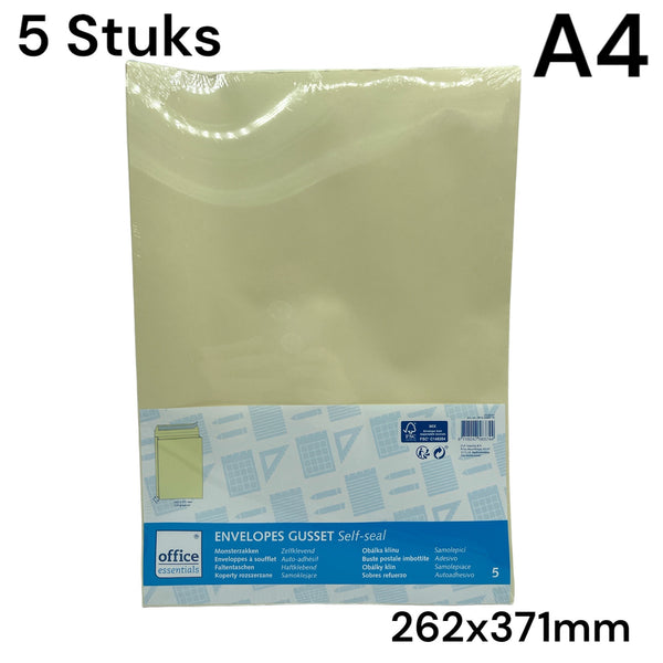 Enveloppen met Plakstrip A4 262 x 371 mm - Beige, 5 stuks