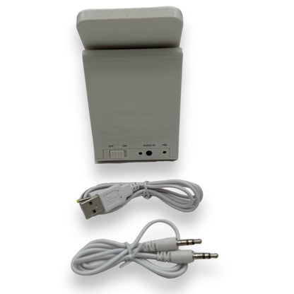 Stereo Speaker met Geïntegreerde Telefoonhouder – USB en AUX Aansluiting – Ideaal voor Thuiswerken of Entertainment