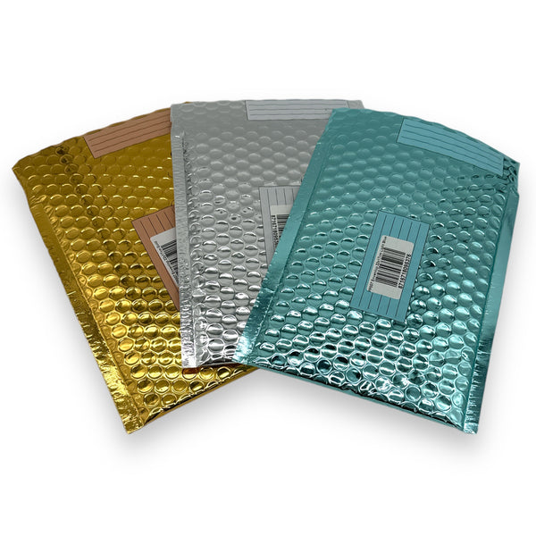 Luftpolsterumschläge Metallic 22 x 17 cm - Gold, Silber oder Blau