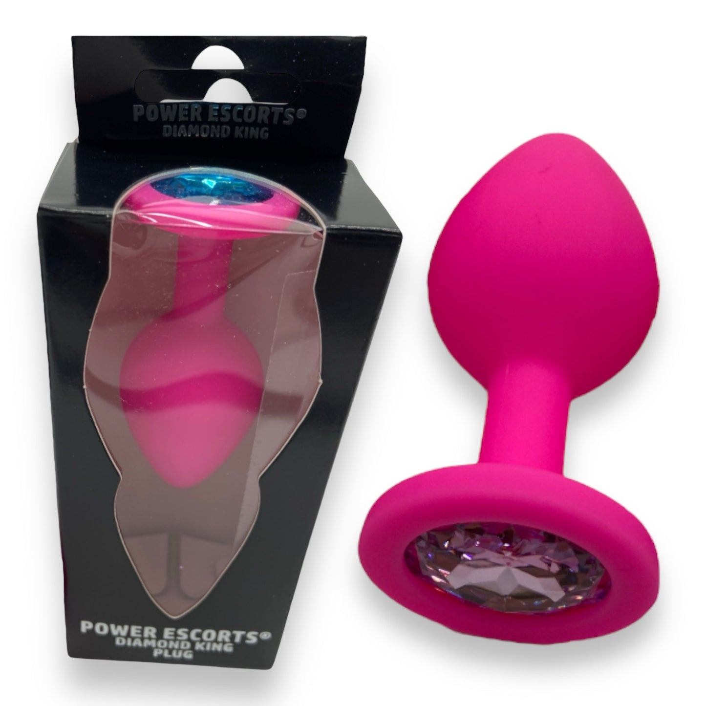 Power Escorts - BR133 - Diamond King - Silicone Butt Plug - Pink - 6 Colours - 3 Sizes