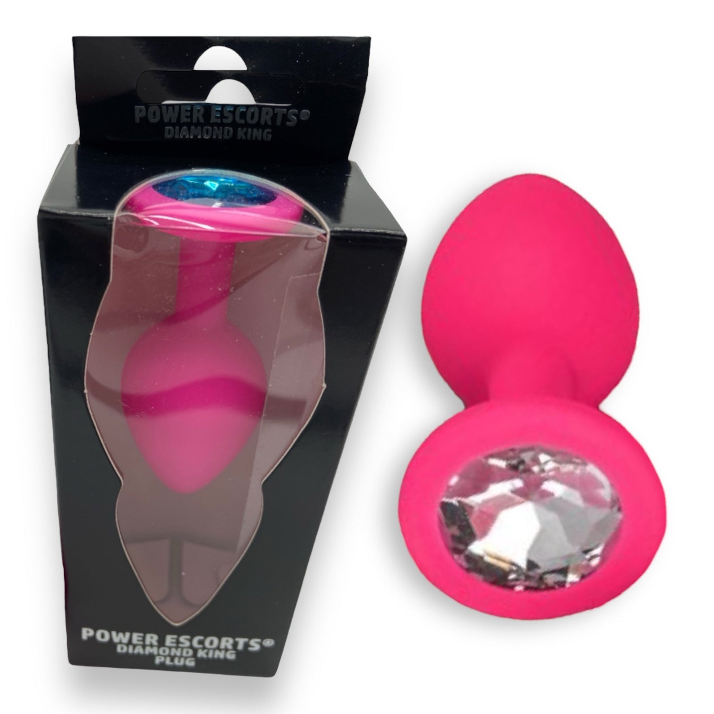 Power Escorts - BR133 - Diamond King - Silicone Butt Plug - Pink - 6 Colours - 3 Sizes