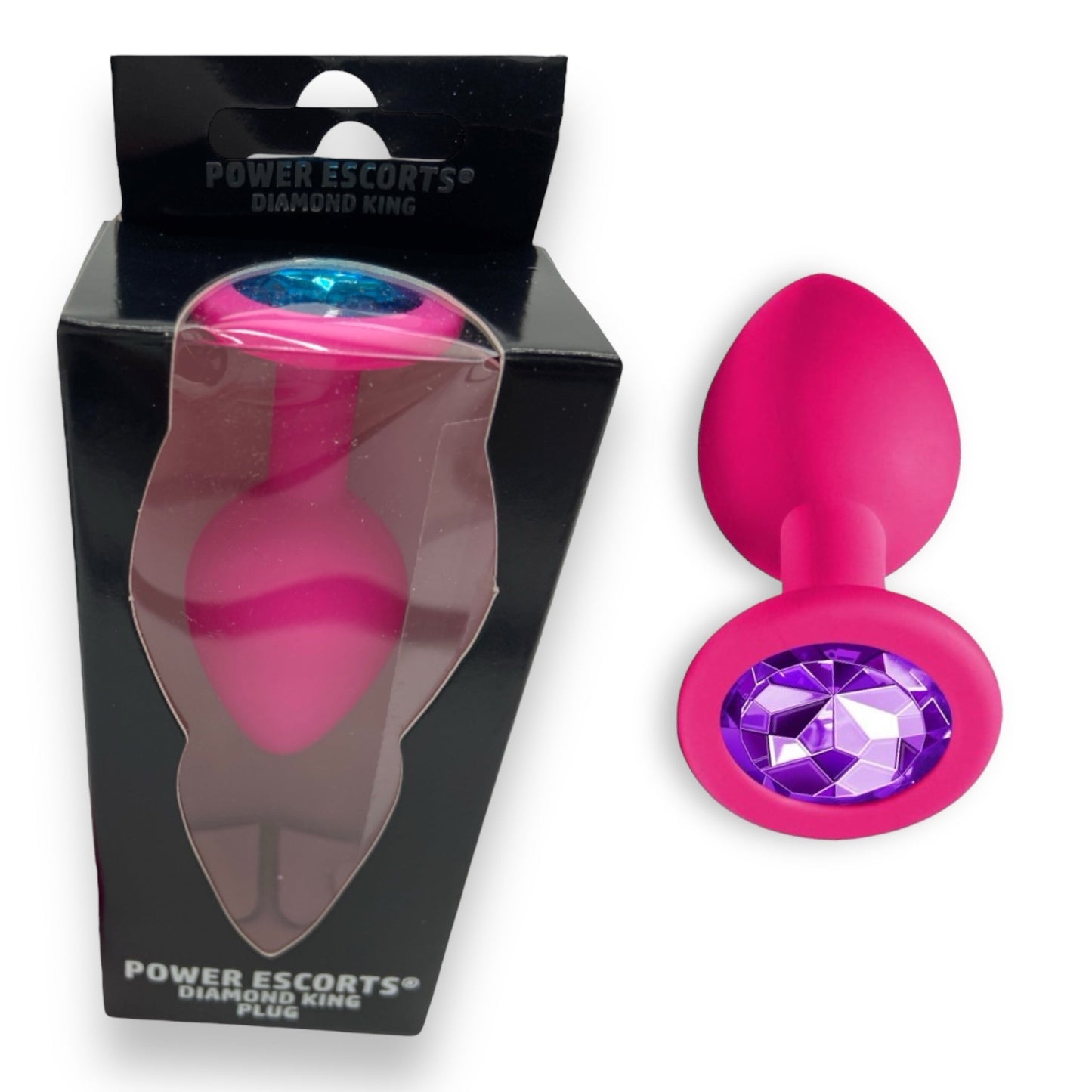 Power Escorts - BR133 - Diamond King - Silicone Butt Plug - Pink - 6 Colours - 3 Sizes