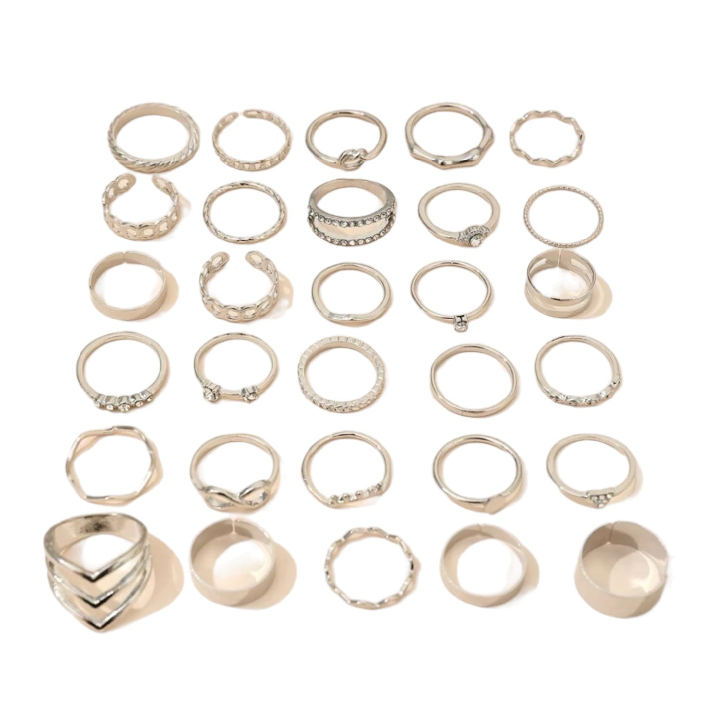 Boho-Chique Ringen Set van 30 Stuks Verkrijgbaar in Het Goud & Zilver