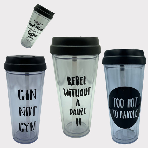 Wiederverwendbarer Becher 500 ml mit Text – Hartplastik