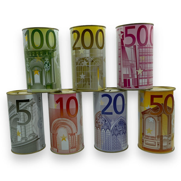 Spaarpot Euro Motief 17 cm - Wit Aluminium