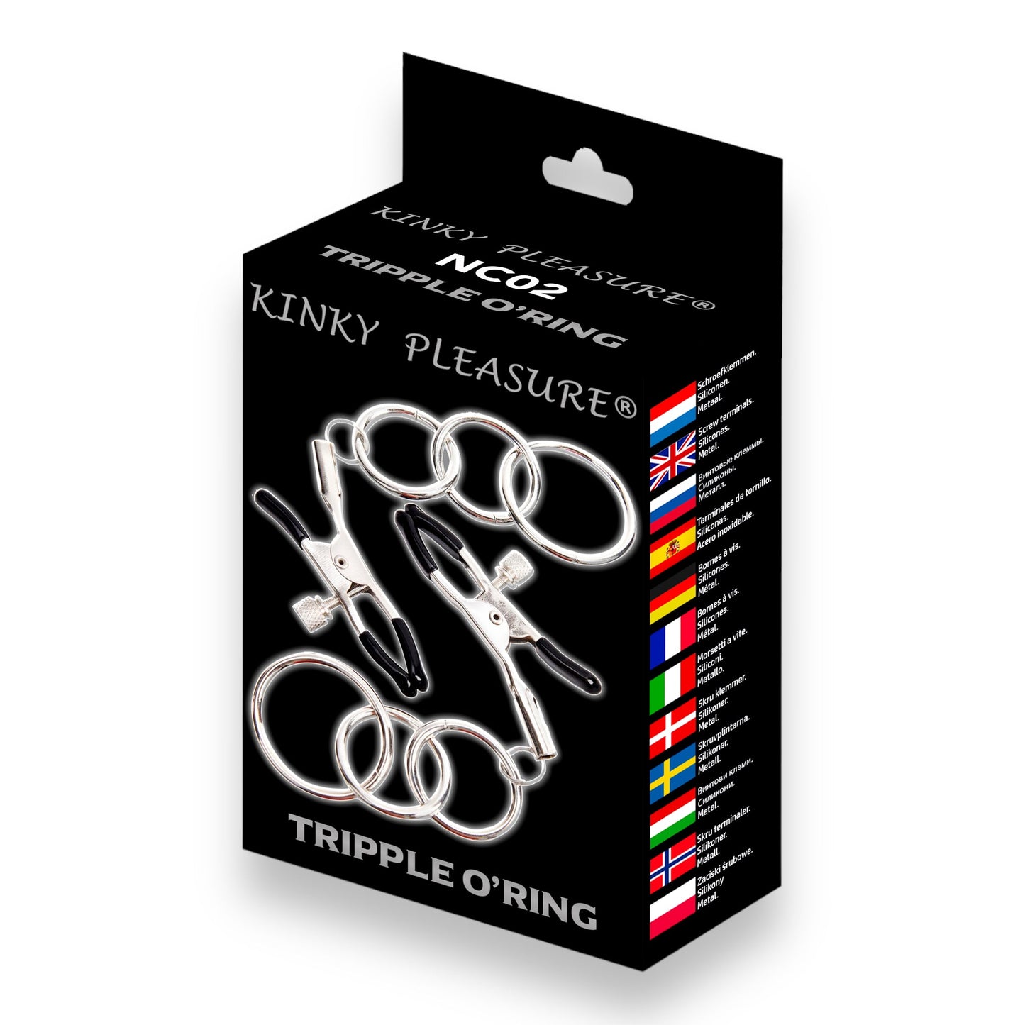 Tripple O'Ring - Kinky Clamps - Heavy Version - Nipple Clamps - Stylish Color Box