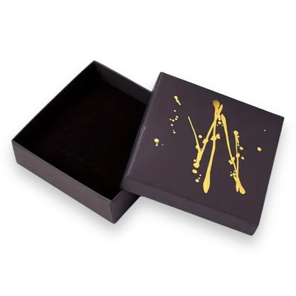 Verfijnde Zwarte Sieradendoos met Gouden Spatdetail - 9,15 x 9,15 x 2,9 cm