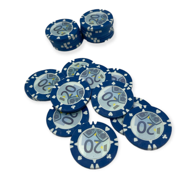 Pokerchips 25 Stück - 6 Modelle mit Wert