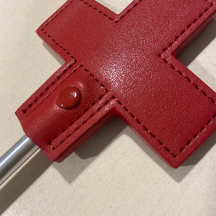 Zware Metalen Zweep - Rood Leer - 56 cm