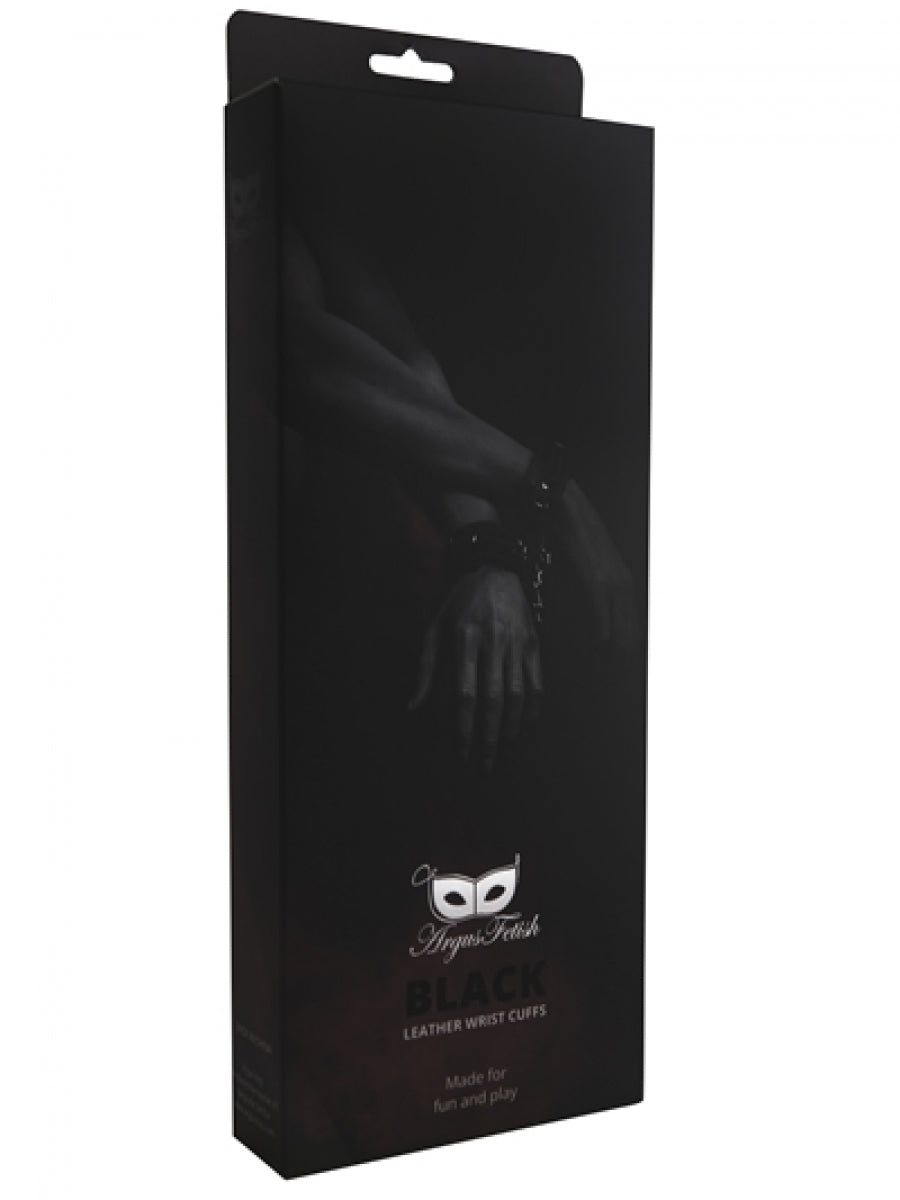 Argus Black Leather Wrist Cuffs - AF 001036